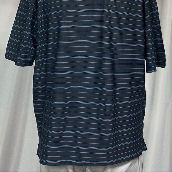 Large Nike Therma Fit Striped Dark Blue Golf Polo Excellent Condition - Picture 4 of 4